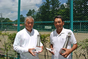 65才以上男子ダブルス優勝　坪川宣隆（東京ローンテニスクラブ）・蝶間林利夫（横浜国立大学）組